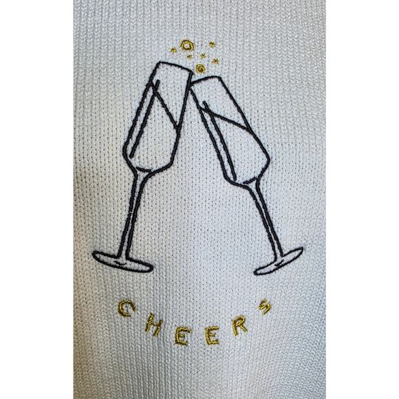 Madison & Moon Cropped Sweater Off White Size M "Cheers" - Picture 2 of 5